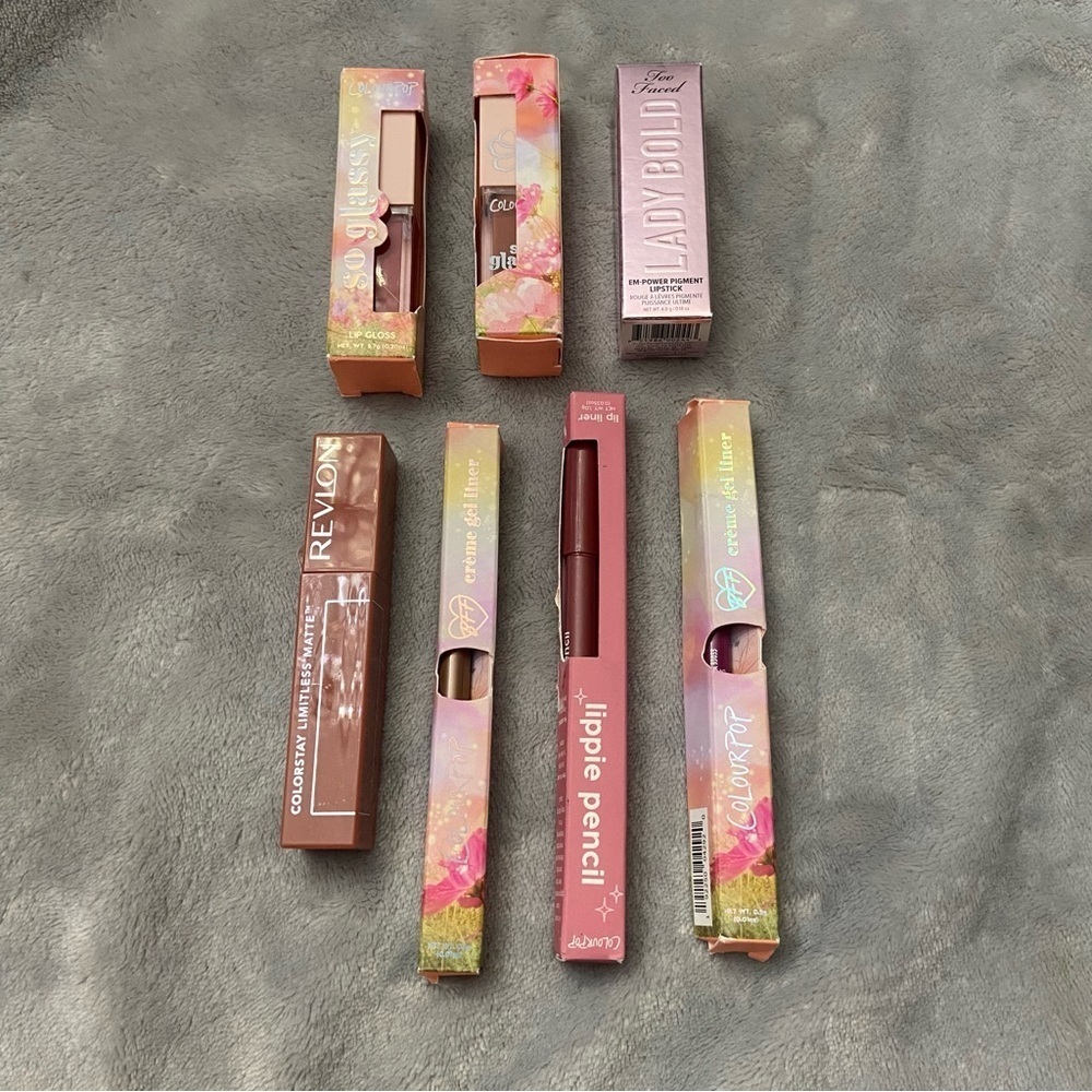 New! 7 pc lip beauty bundle colourpop too faced revlon 27629